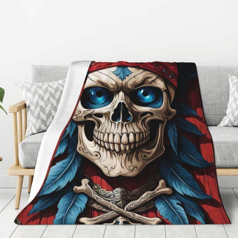 Piraten Totenkopf Aufdruck Decke Flanelldecke Leicht Weich Bequem Sofa Bettdecke Decke