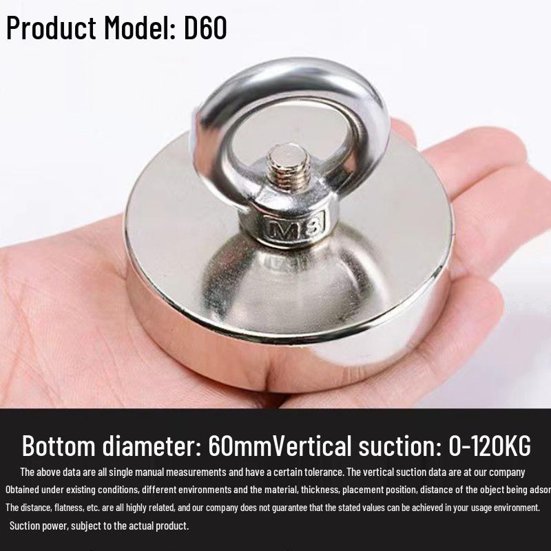 Round High-Strength Neodymium Fishing Magnet with Suction Cup Eyebolt