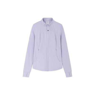 Solid Color Zip Collar Jacket Women Jacket Purple-Smoke 962337701-2
