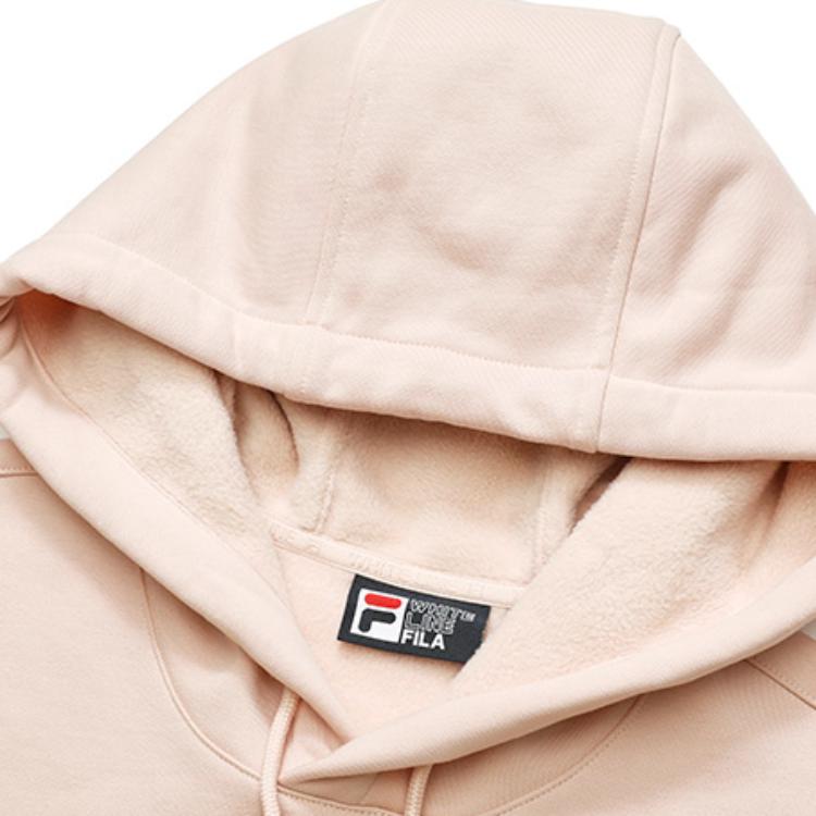FILA Classic Loose Logo Casual Fleece Hooded Long Sleeve Sweatshirt Unisex sweatshirt Pink F51U248298F-LP