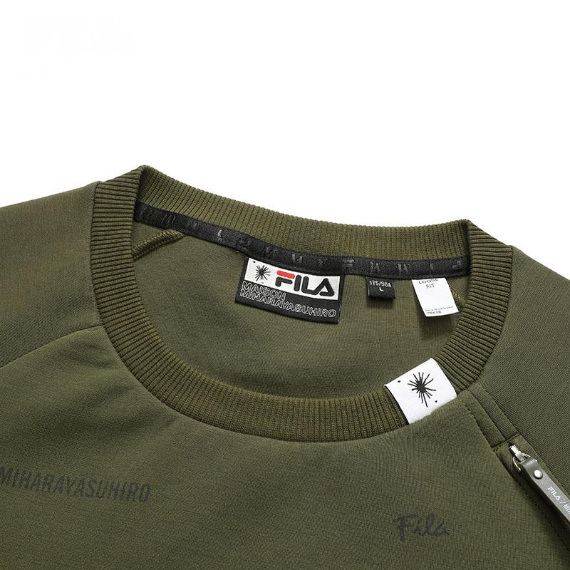 FILA Loose Knit Sports Crew Neck Sweatshirt Men tops Deep-Water-Green F11M143203F-DG