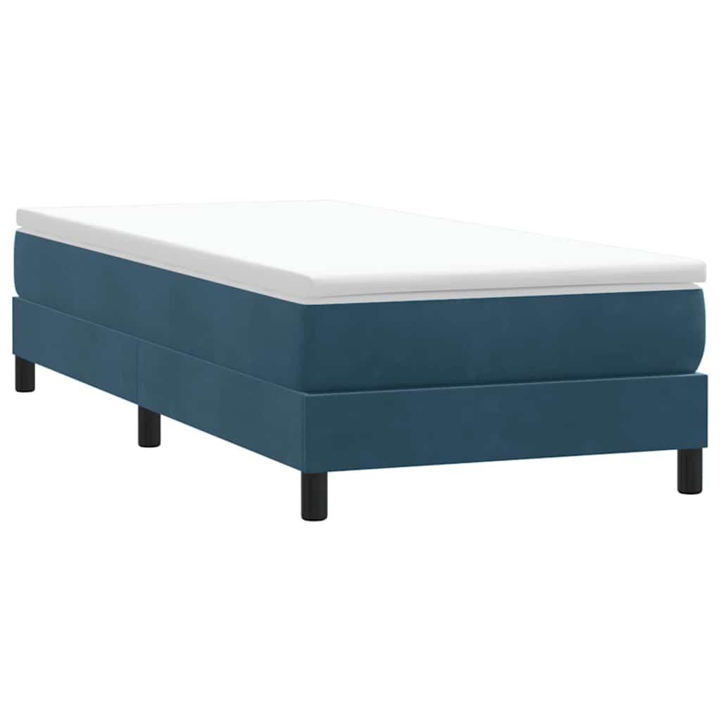 Box Spring Bed Without Mattress Dark Blue 100 x 220 cm Velvet