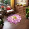 Lotus Flower Shaped Rug 3D Visual Effect Lotus Carpet Absorbent Area Rug with Non-Slip