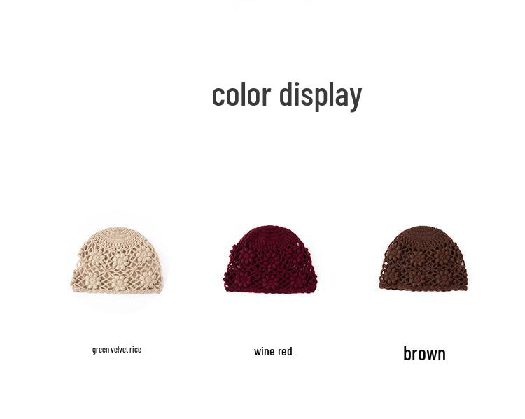 100% Pure Cashmere Japanese Retro Crochet Hat - Women's Autumn/Winter Collection