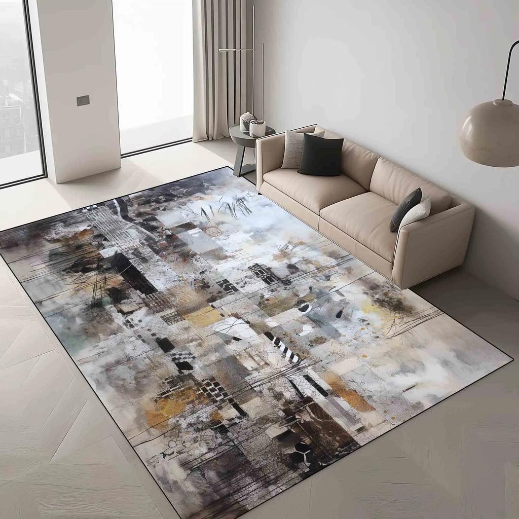 Lätt lyxmattor för vardagsrumsdekoration Sovrum Halkfri matta Nordisk Stor yta Golvmattor Lounge Tvättbar Fluffig matta