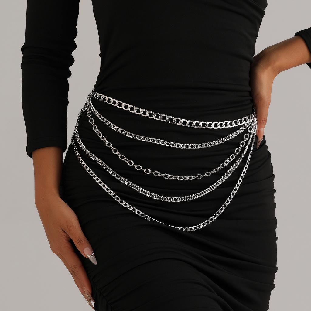 Ins Light Luxury Fashion Sexy Multi-layer Metal Waist Chain Simple Layered Claw Chain Body Chain