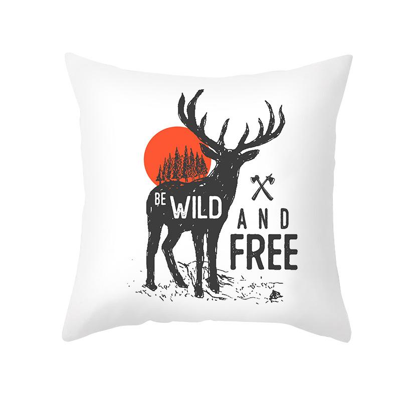 Nordic Christmas Pillow Cover Simple Printed Lines Elk Series Sofa Office Pillow Cushion Cover
