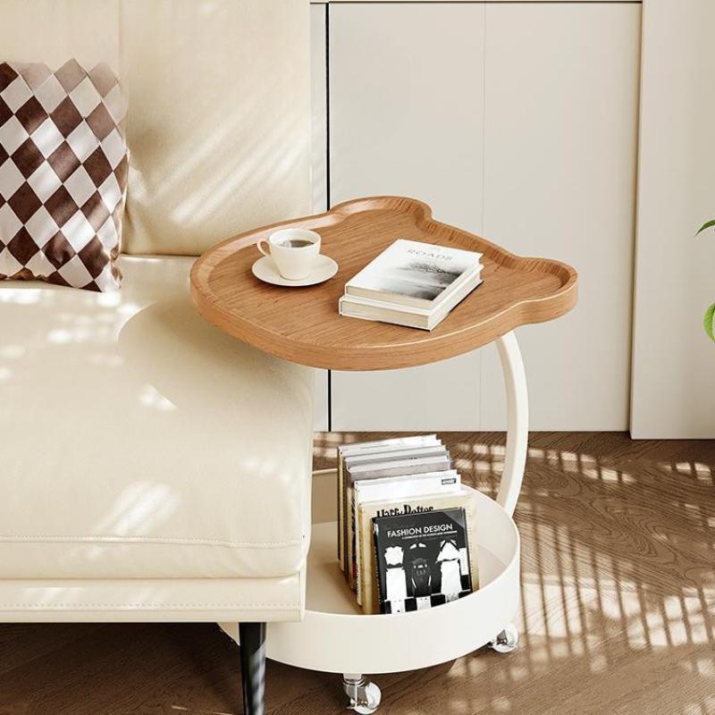 Sofa side table, modern minimalist living room shelf, office movable coffee table, small table, bedroom bedside table, cart base