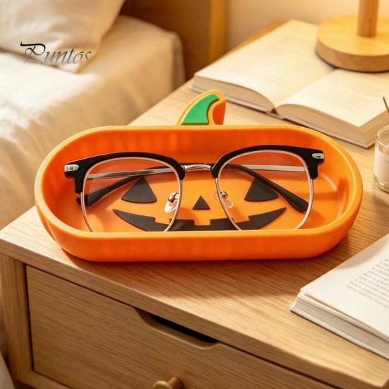 Desk Accessories for Office 3D Printed Pumpkin Glasses Storage Tray, Decorative Desktop Organizer Halloween Home Decor Sunglasses Keys & Jewelry,