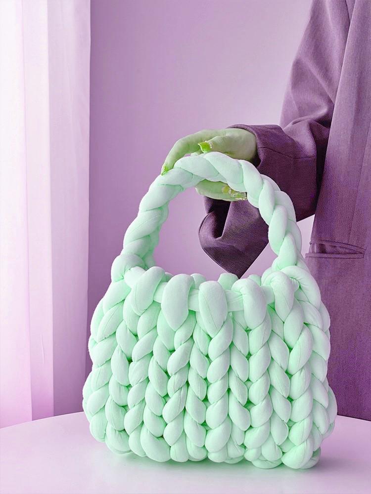 Icelandic Wool DIY Chunky Knit Korean-Style Tote Bag