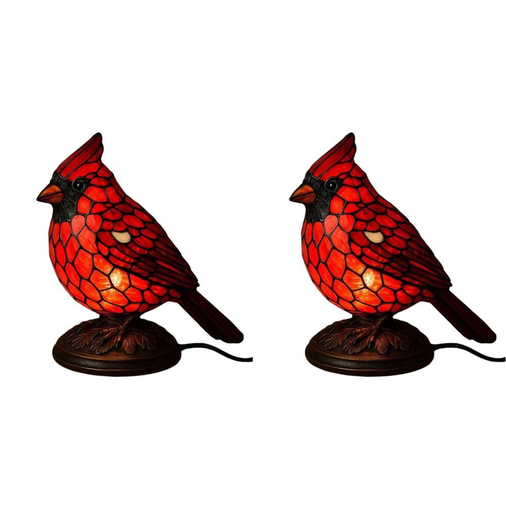 1/2Pcs Cardinal Table Lamp Christmas Resin Light Creative Red Bird Night Light Desktop Ornament for Living Room Christmas Decor