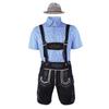 Men's Oktoberfest Outfit: Plaid Shirt, Denim Overalls, and Hat