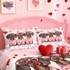 3-teiliges Valentinstags Romantische Liebe Rosa Dackel Aufdruck Chipless Steppdecken-Set Mehrere Größen Schlafzimmer Bettwäsche Festival Dekoration