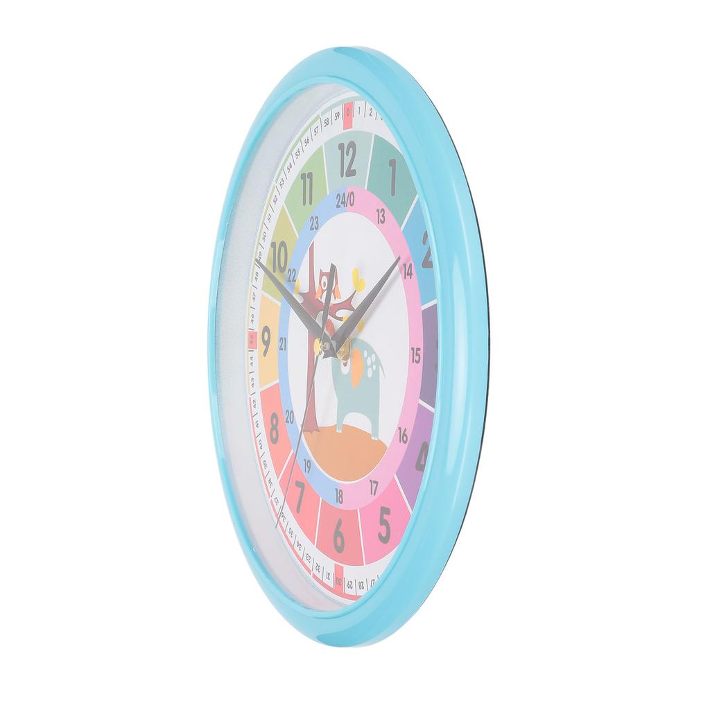 Wall Clock Plastic Cartoon Colorful Quartz Time Learning Hanging Clock for Kid"s Bedroom