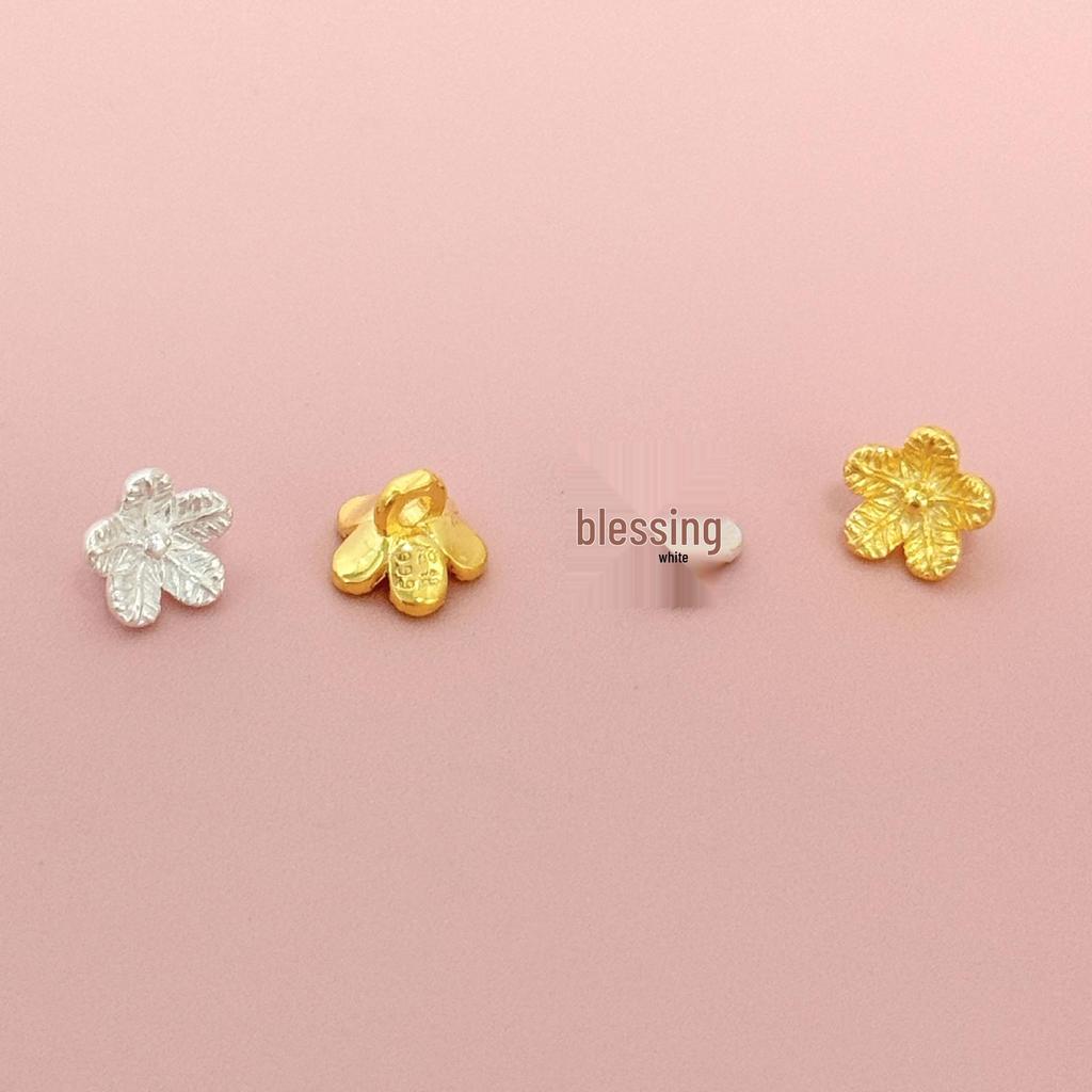 S999 Sterling Silver Flower Pendant with Gold Clasp for DIY Crystal Bracelet/Necklace Beading
