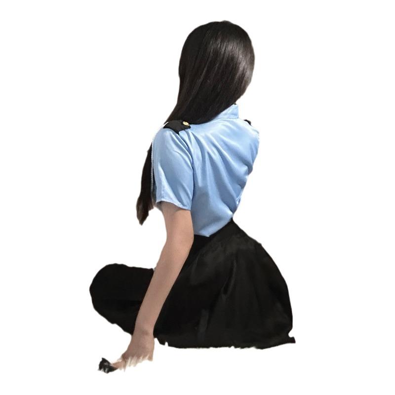 Sexy Lingerie Pleated Skirt Hottie Shirt Police Policewoman Flight Attendant Uniform Cosplay Business Wear Nightclub