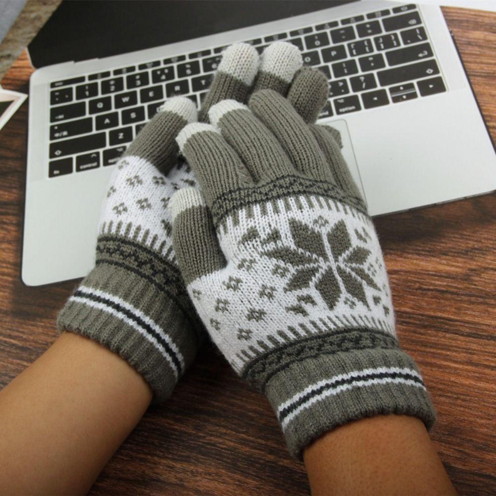 And Autumn Korean Style Mittens Full Fingers Gloves Christmas Snowflakes Gloves Unisex Gloves