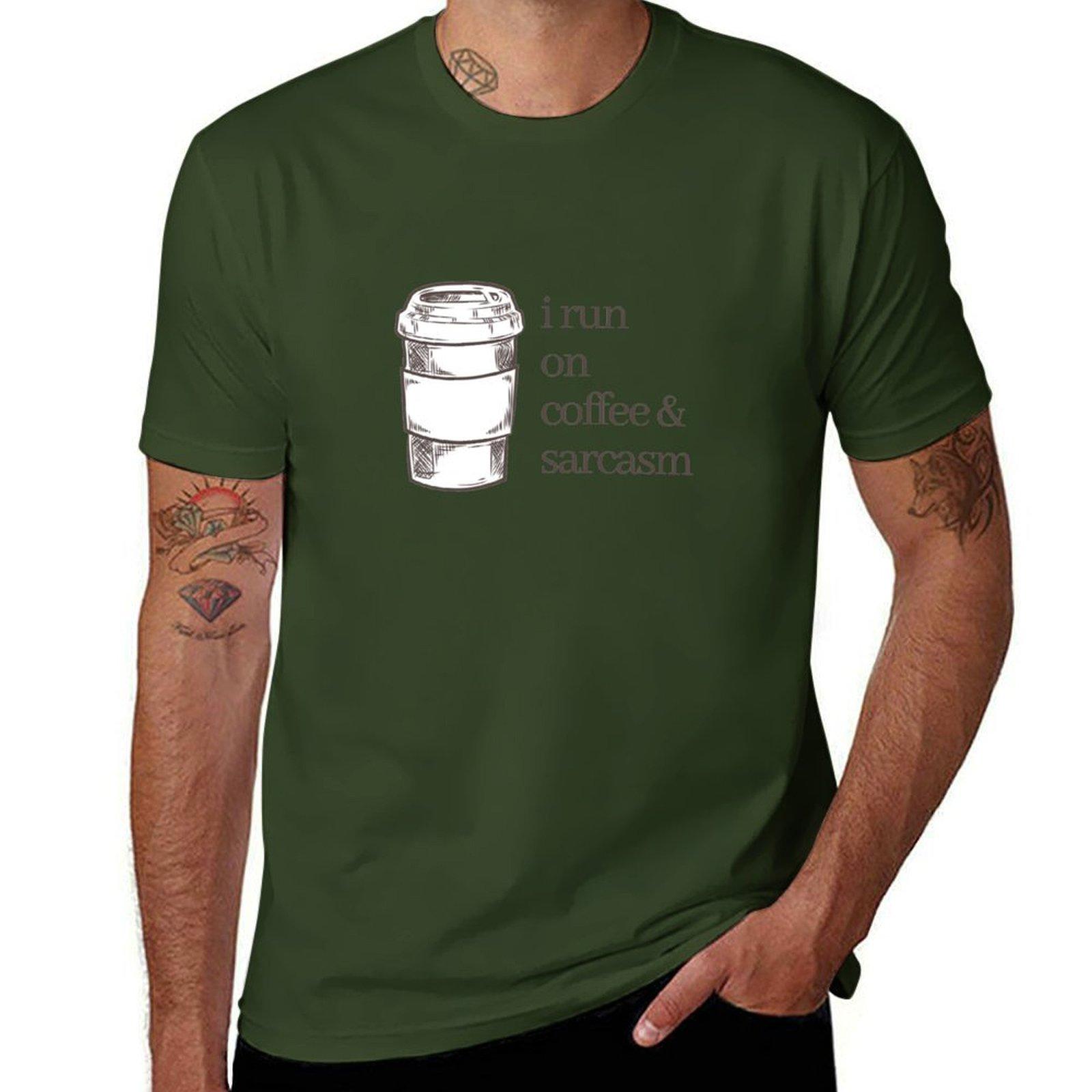

Coffee and Sarcasm Tshirt summer tops hippie clothes cute tops mens big and tall t shirts 4XL