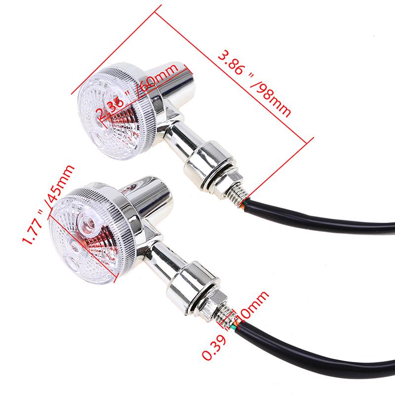 2pcs 12V Universal Chrome Mini Turn Signal Indicator Lights for Honda Kawasaki Cruiser Custom Motorcycle Retro Bullet Amber Blinker Lamp