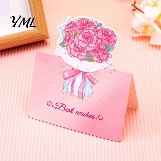 Foldable Note Cards 10Pcs 3D Bouquet Greeting Card, Thank You Best Wishes Card Folding Floral for Mother's Day Father's Birthday