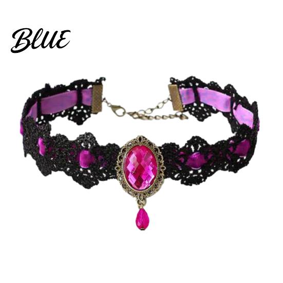 Romantischer Spitzenhalsband-Accessoire Vintage-Halskette Gotischer Choker mit Oval