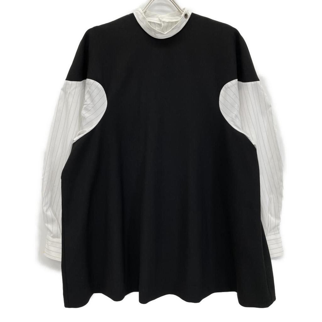 ENFOLD 22AW Black COMBI PULLOVER Double Cross Combi Pullover Shirt Tops 38 blackUsed