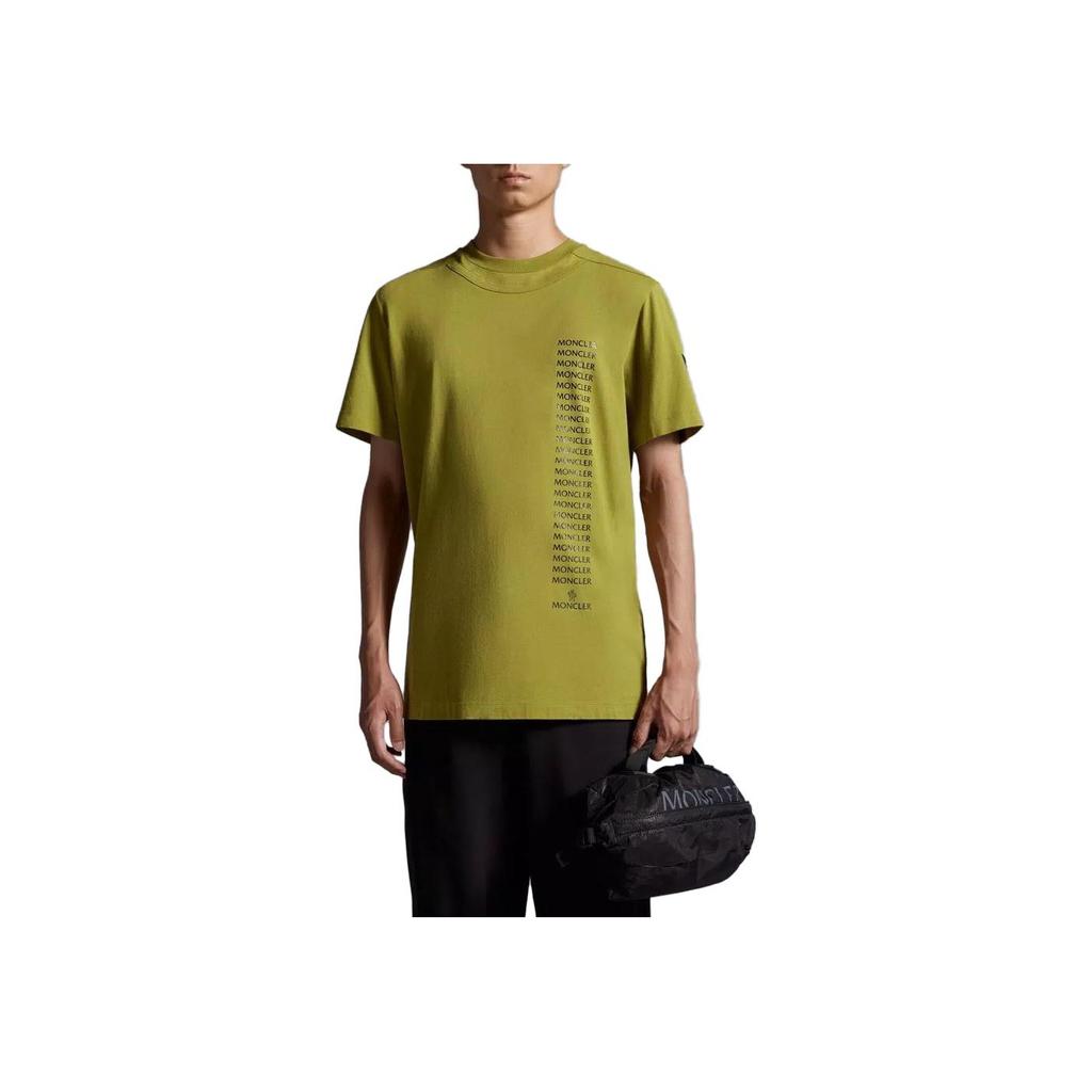 Moncler A Staple In Any Wardrobe This Organic Cotton T-Shirt Is Embellished With A Logo Print Men T-Shirt Light-Green I20918C0005389A1781T