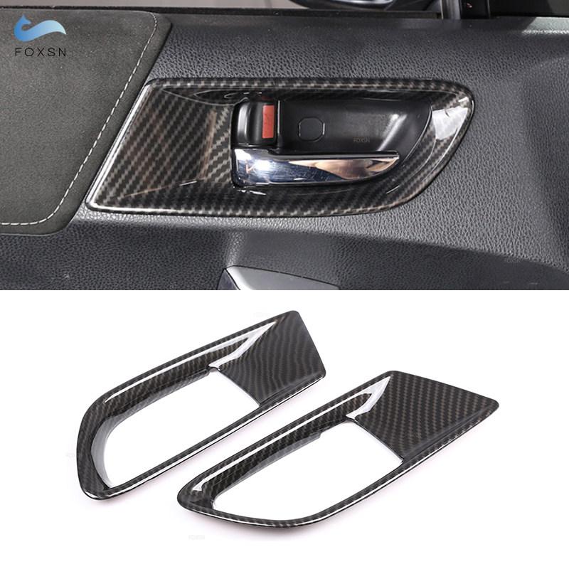 För Toyota 86 Subaru BRZ 2012- ABS Kolfibertextur Interiörlister Dörrpanel Handtag Handtag Dörrskål Skydd Trim