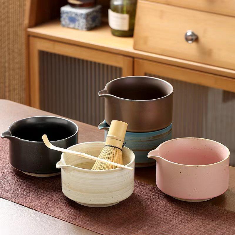 4PCS Japanese Matcha Set Bamboo Whisk Teaspoon Ceramic Bowl Matcha Ceramic Set Tea-making Tools Accessories CJTZ005