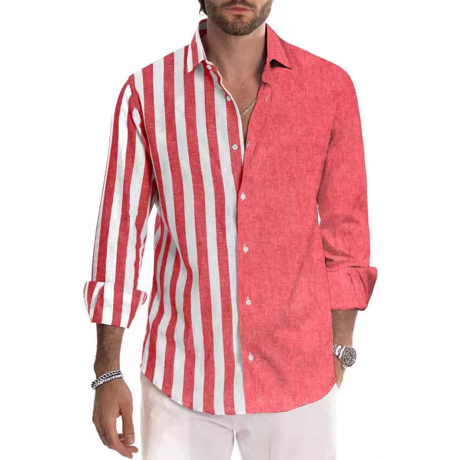 Men's Striped Long Sleeve Shirt - Spring/Autumn Fashion