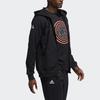 Adidas Logo Print Basketball Hoodie Zip-Up Jacket Men Outerwear Black DX6795