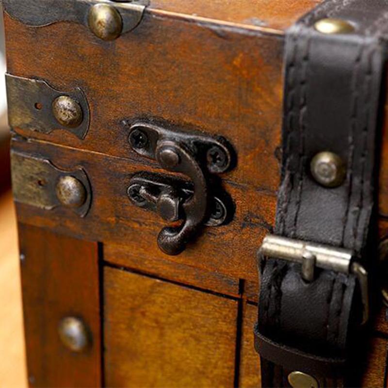 European Style Vintage Suitcase Lightweight Wooden Storage Box W/Handle Treasure Jewelry Chest Storage Case for Home Travel