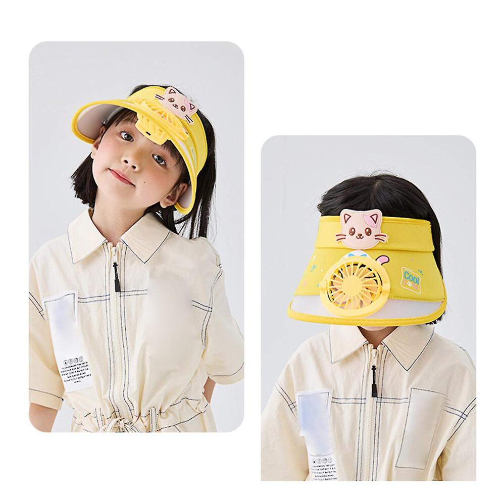 (Light Pink) Kids Fan Cap Summer Fan Cap Usb Rechargeable Children's Empty Top Cap Gift For Kids