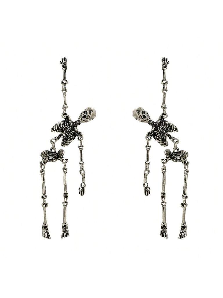 1 Pair Of Vintage Exaggerated Halloween Skull Earrings For Women,  Gothic Punk Halloween Party Ear Jewelry