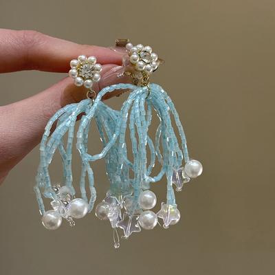 Glas Stern Quasten Ohrringe Mode leichter Luxus Persönlichkeit vielseitige Ohrringe Nische einzigartige frische Ohrringe