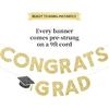 Congrats Grad Banner Gold Glitter Pre-Strung Congrats Grad Sign - 8ft -No DIY - Graduation Party Decorations for Class of 2025 Graduation Decorations