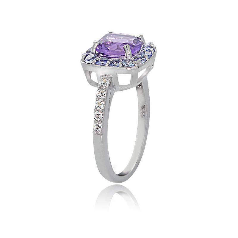 Scione Personalized Metal Full Diamond Microinlaid Purple Zircon Female Ring Jewelry Gift