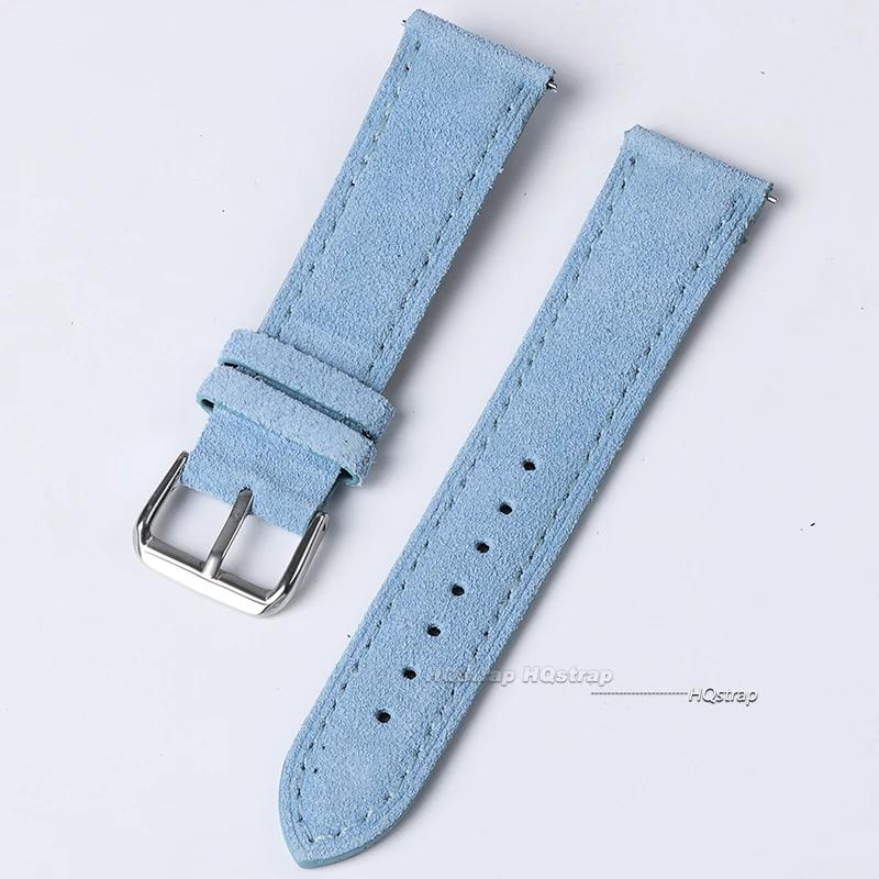 Vintage Suede Leather Watch Strap 18mm 19mm 20mm 21mm 22mm 24mm Brown Grey Handmade Watchband Universal Replacement Wristband
