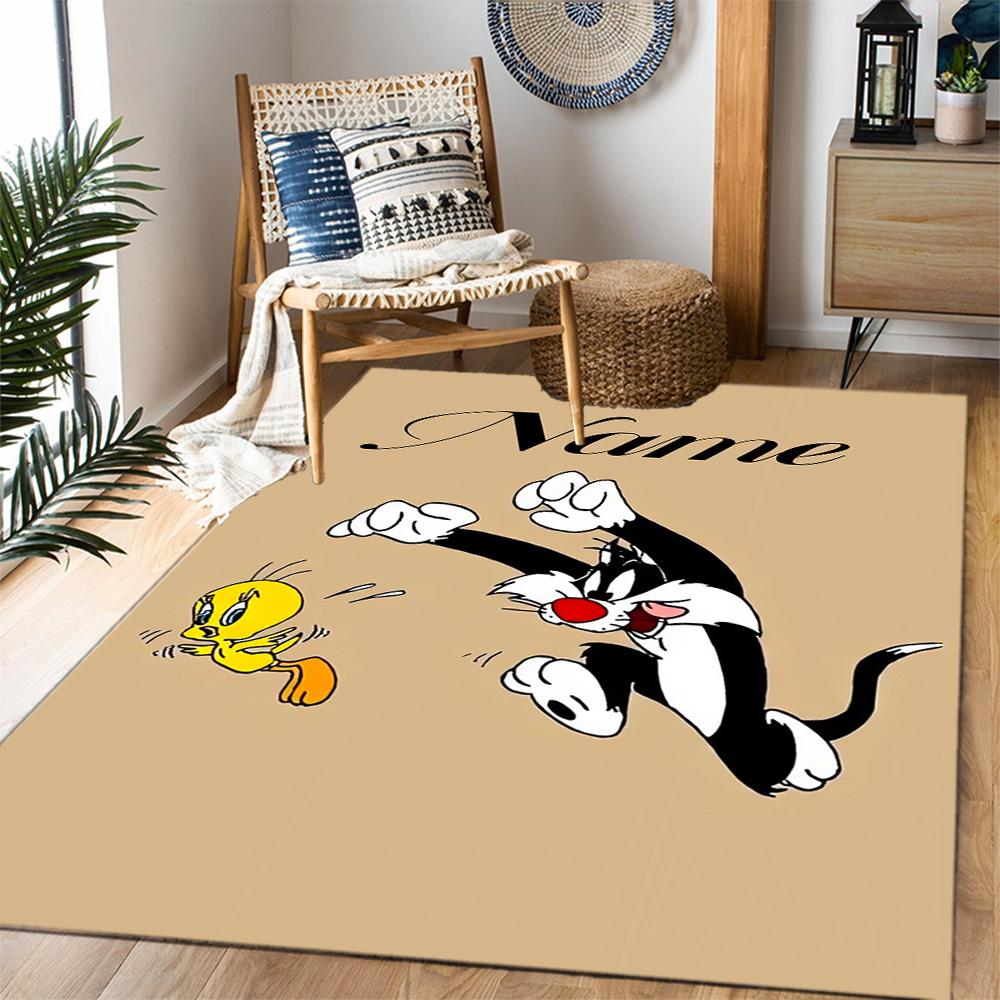 Looney Roadrunner Coyote Adventure Customized Name Carpet Design for Dining Room Entryway Dormitory Game Room Antislip Carpet Decorate Offices