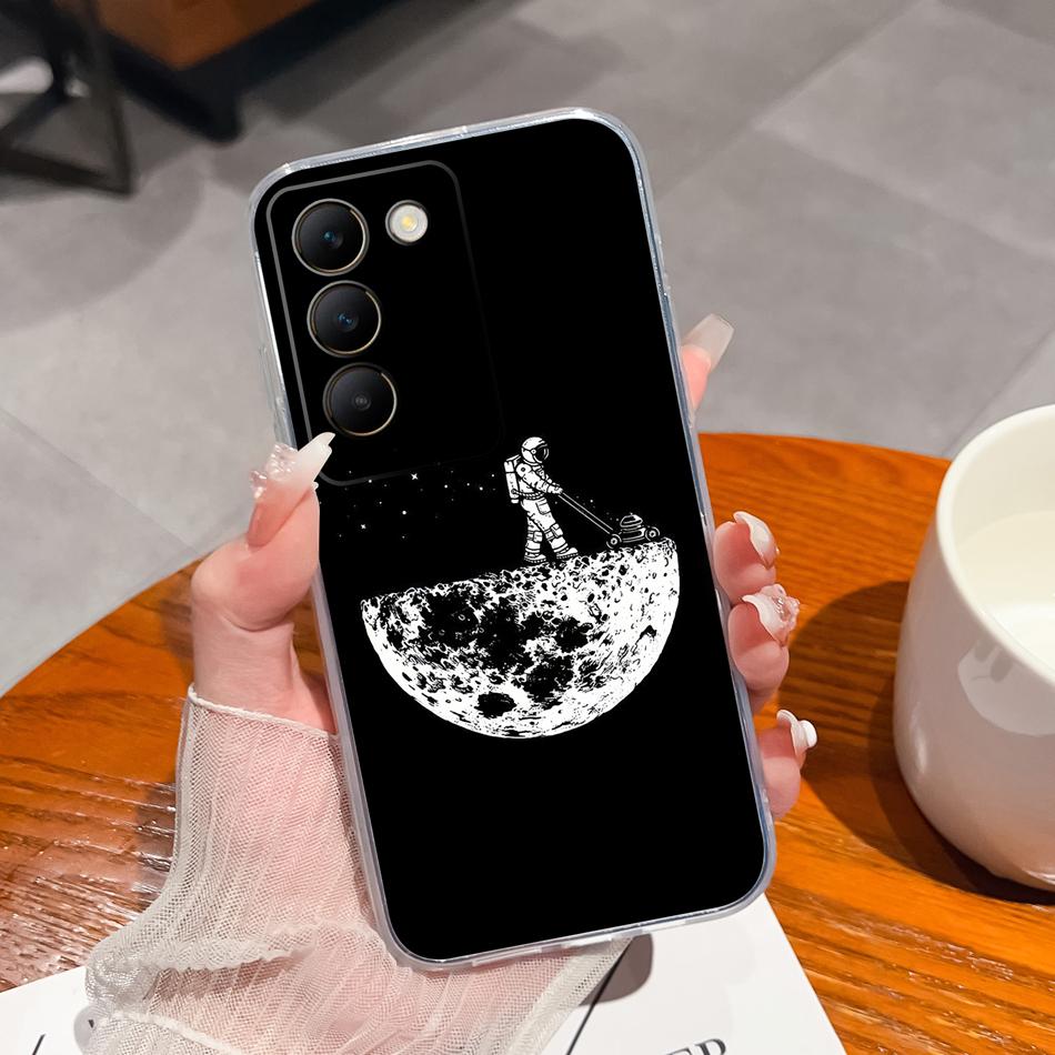 For Vivo Y100 Y200E V30 Lite 5G Phone Case Flower Painted Transparent Bumper Soft TPU Silicone Shockproof Back Cover Funda Coque Vivo V30 Lite (5G)