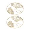 2 Stück Gold Wanddeko Eisenkunst 3D Stereo Ginkgoblätter Wandskulptur für Sofa-Hintergrund Eingang