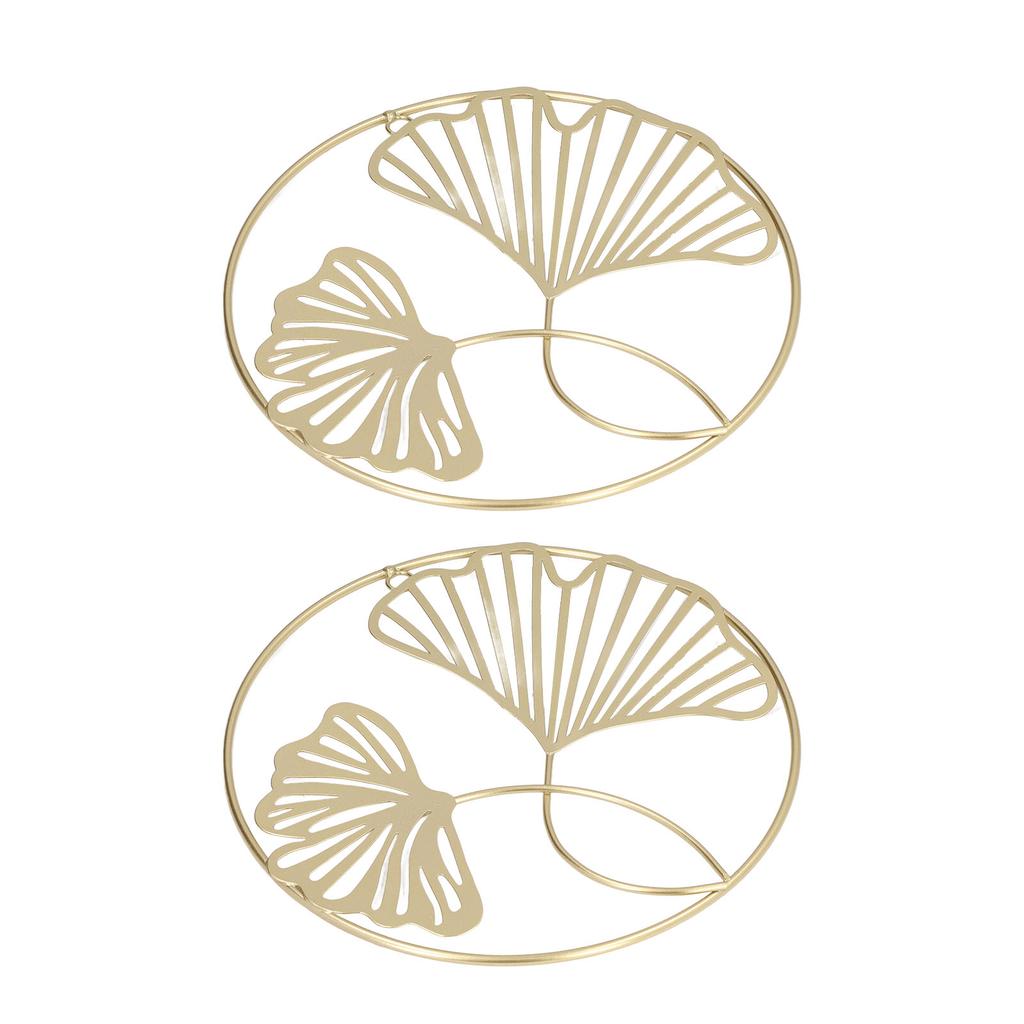 2 Stück Gold Wanddeko Eisenkunst 3D Stereo Ginkgoblätter Wandskulptur für Sofa-Hintergrund Eingang