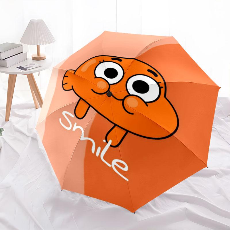 Darwin Gumball pattern, automatic folding umbrella, portable and foldable design, 8 ribs, a Christmas or birthday gift.
