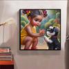 New Arrival 5D DIY Full Circle Diamond Painting "Girl and Dog" Embroidery Cross Stitch Home Decor Gift