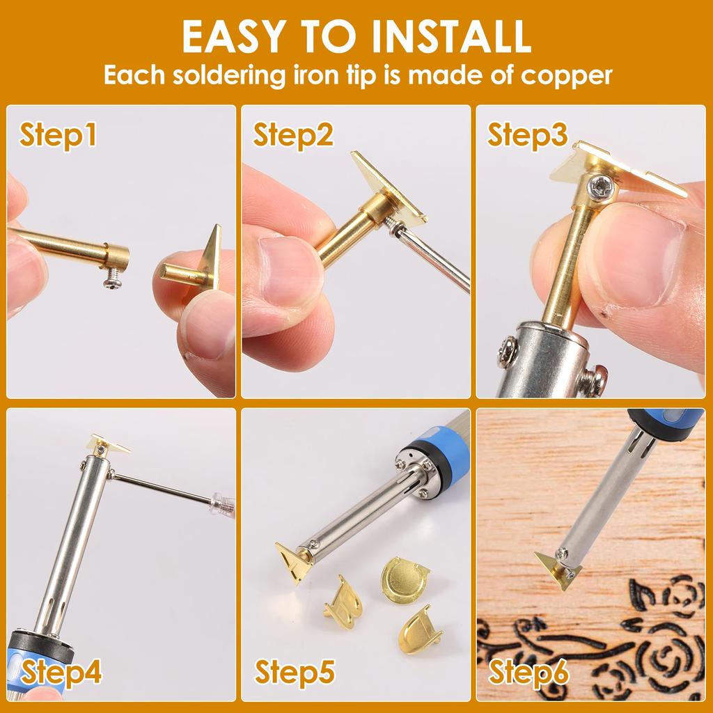 52Pcs Wood Burning Tip Set Letter Wood Burning Tool Brass Alphabet Number Template Symbol Pyrography Head Tools