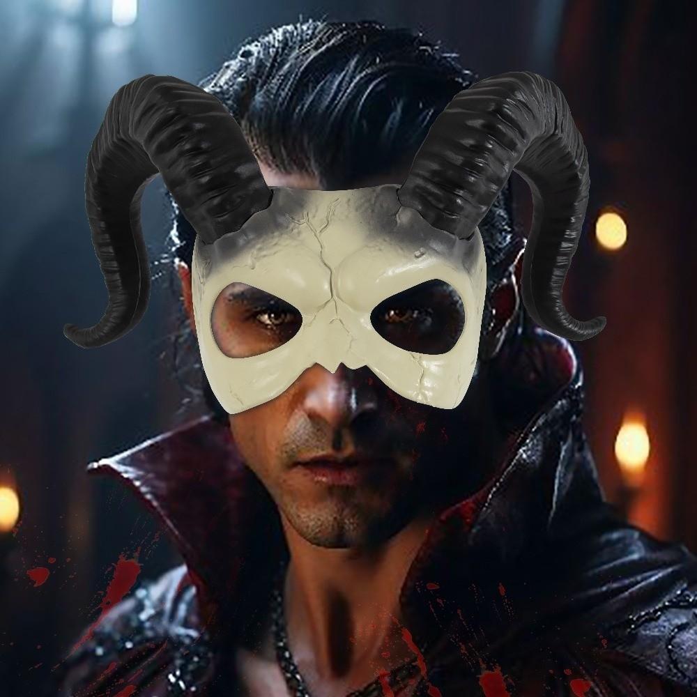 Animal Sheep Horn Mask Plastic Demon Mask Gothic Halloween Mask  Dress Up Party