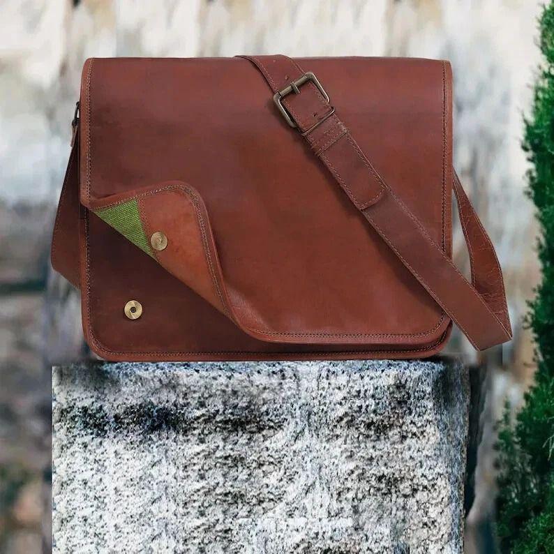 Leather Bag Craft Vintage Men's Briefcase Messenger Laptop Shoulder Genuine New