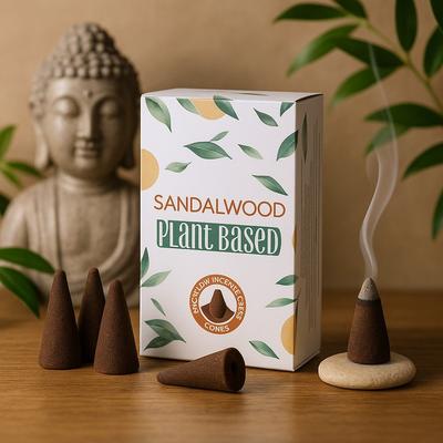 Backflow Incense Cones Sandalwood Plant-Based 12 Cones