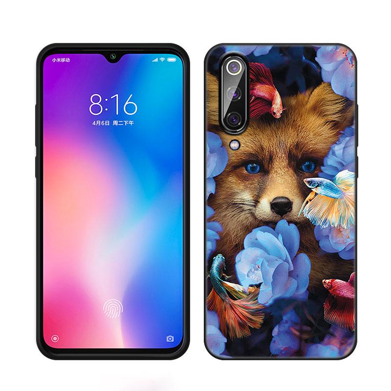 Animal Fox Wolf Flowers Phone Case For Xiaomi Mi A2 8 9 SE Note 10 10T 11 12 Lite 9T 11T 12S 12T Pro A3 6X 12X TPU Black Cover