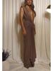 2024 European and American Deep V Pleated Flash Fabric High-End Dress